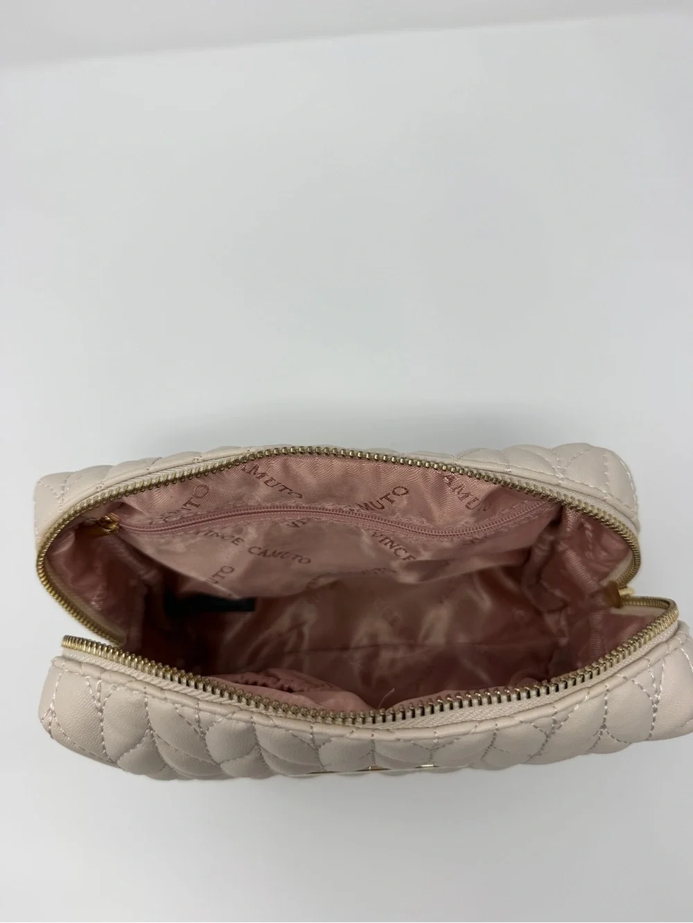 Vince Camuto Quilted Cream Cosmetic Pouch